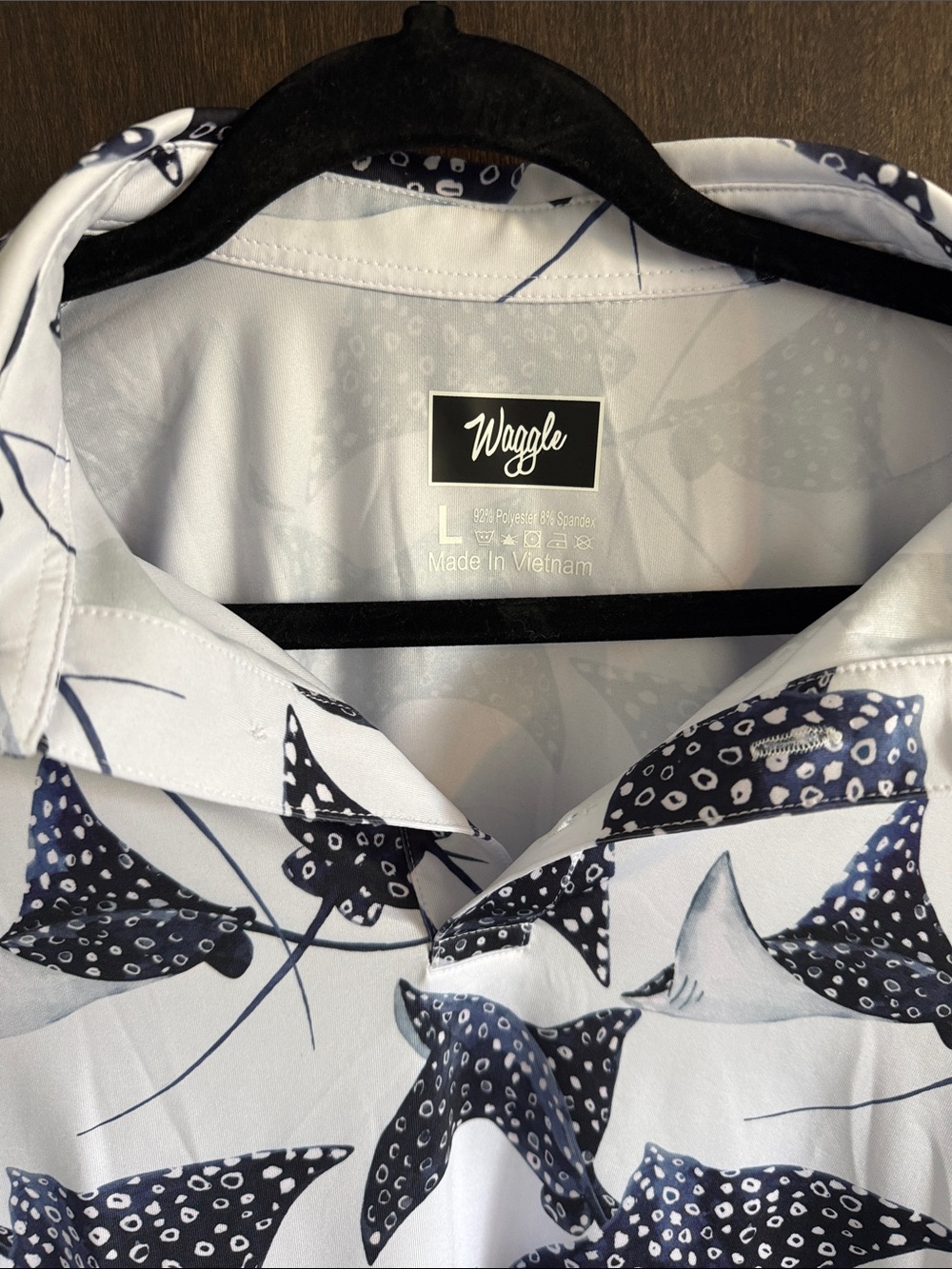 2 Waggle Polos - Pink Elephant & Green Palm Shirt - Tropical Button-Up - Picture 2 of 7